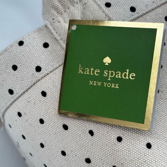 Kate Spade New York Black Dot Round Canvas Storage Bin 15"w x 10"h x 11.5"d NWT - Picture 2 of 14